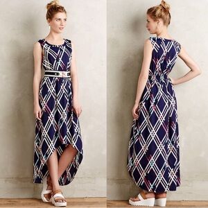 Anthropologie Blue and White Asymmetrical High-Low Sundress